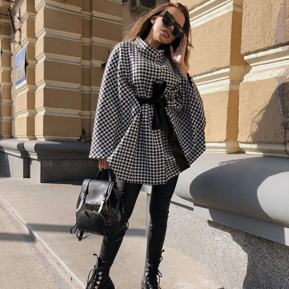 🖤 1. City Luxe Houndstooth Cape Coat