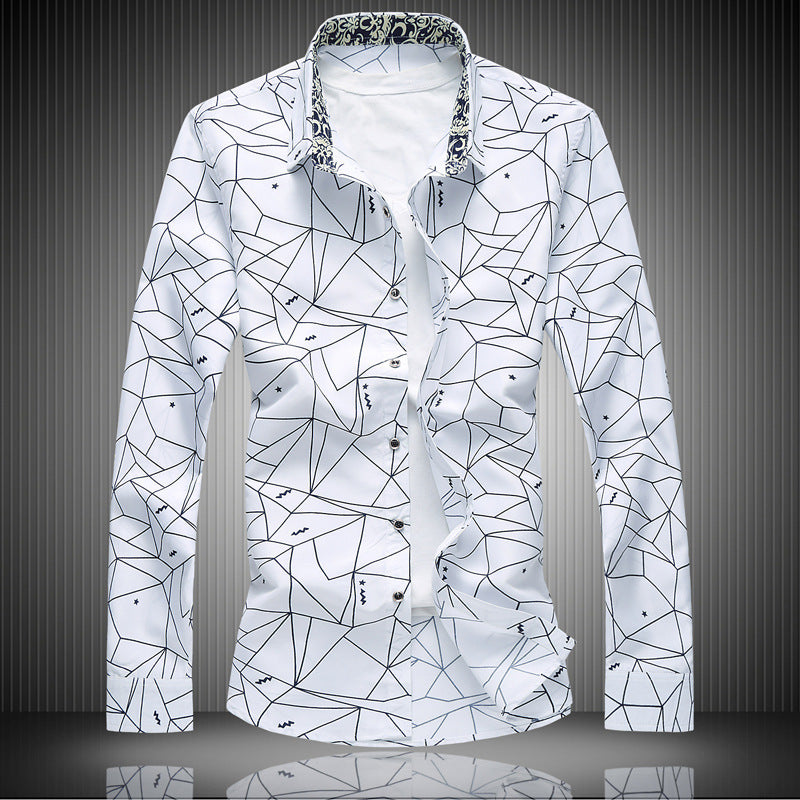 Men's Long Sleeve Casual Printed Shirt