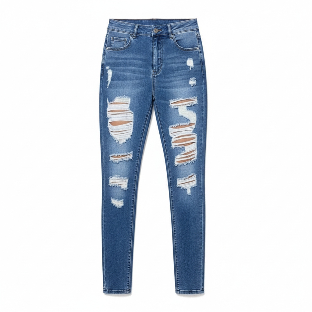 Shredded Drip High-Rise Jeans
