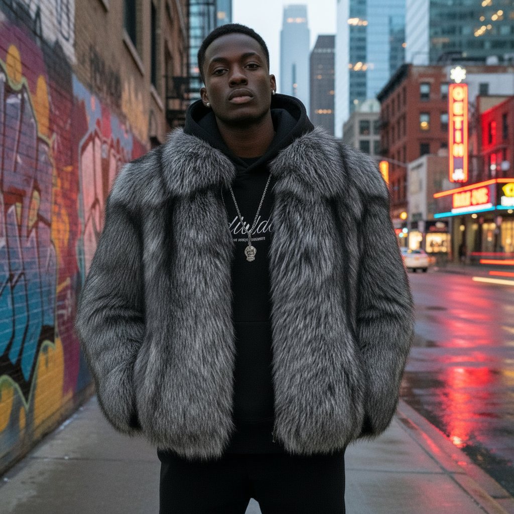 Midnight Monarch Faux Fur Jacket