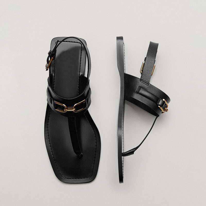 Sleek Buckle-Accent Flip-Flops