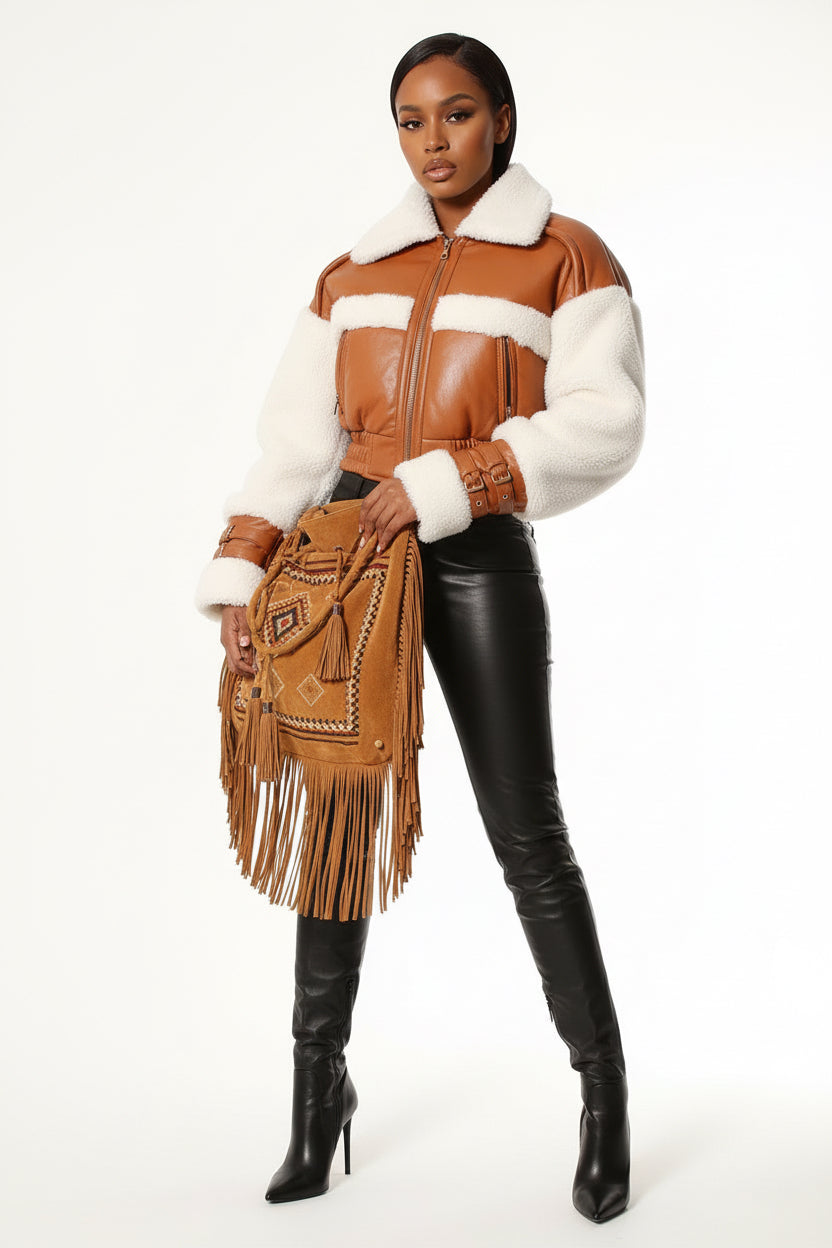 Brown Sugar Shearling Bomber