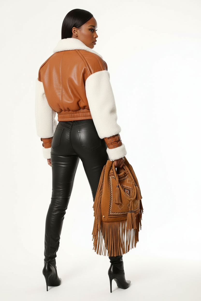 Brown Sugar Shearling Bomber