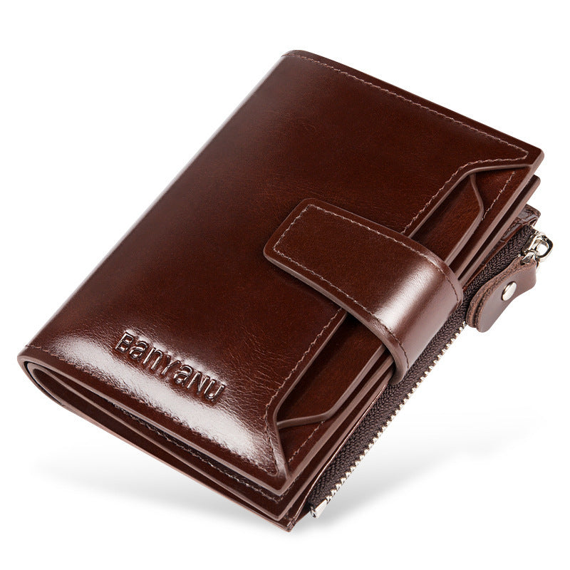 Vintage Anti-Theft Swiping Short Wallet - Men's Secure Design