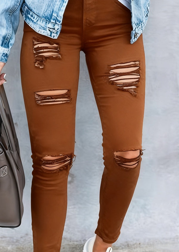 High-Rise Distressed Skinny Jeans (Multiple Colors Available)