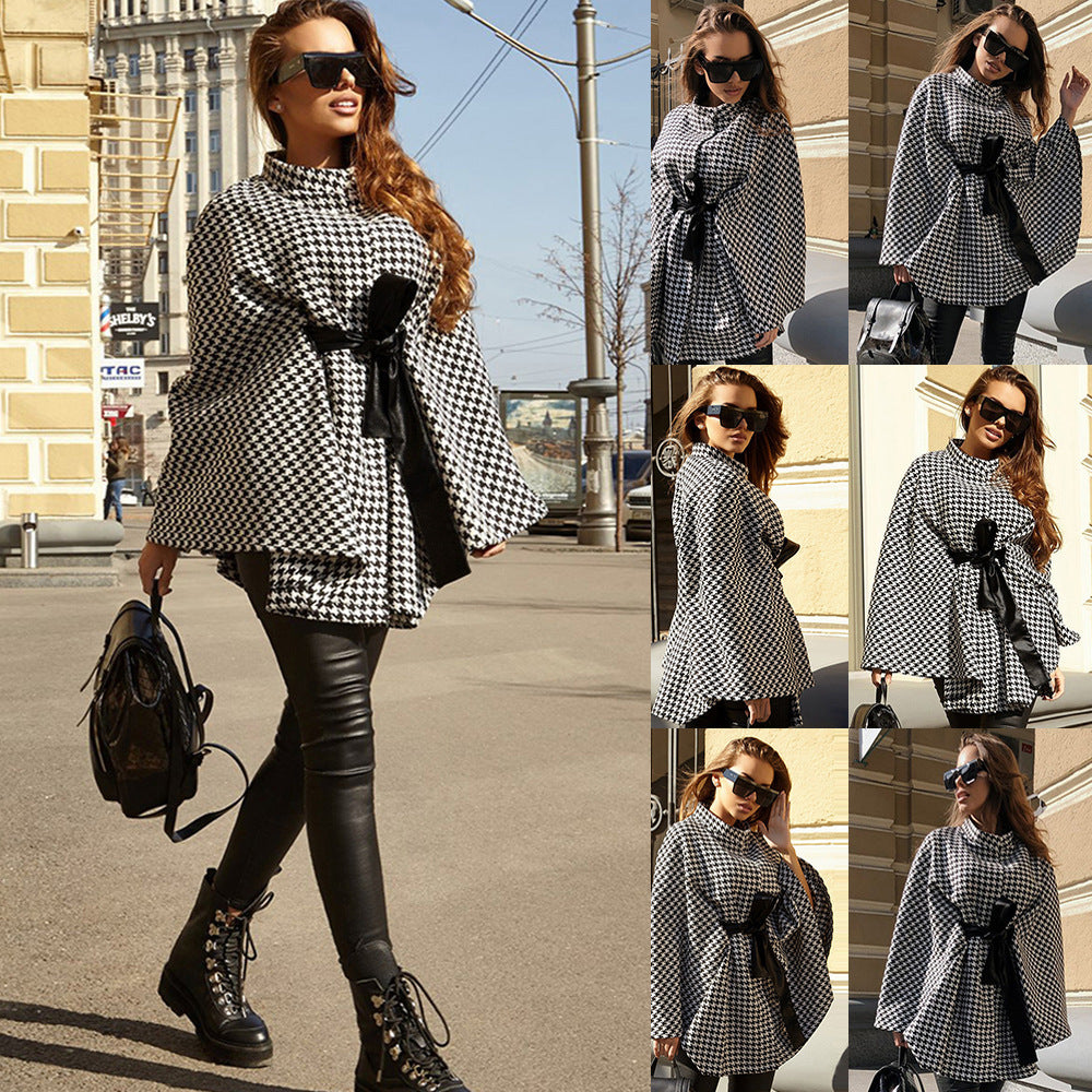 🖤 1. City Luxe Houndstooth Cape Coat
