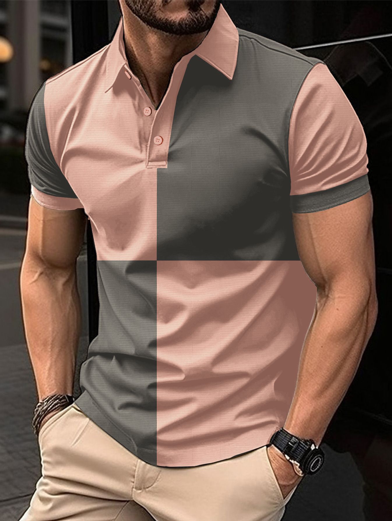 Men's Color-Blocked Polo Shirt