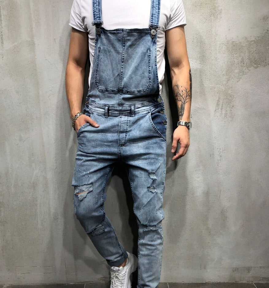 Sling Denim Romper Torn Jeans for Men