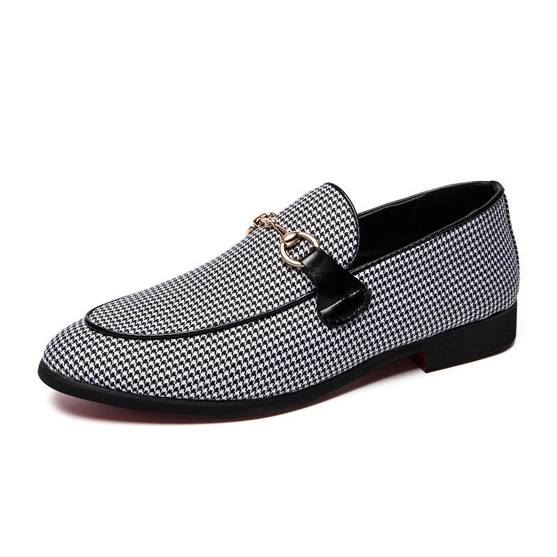 Gold Buckle Black & White Loafers