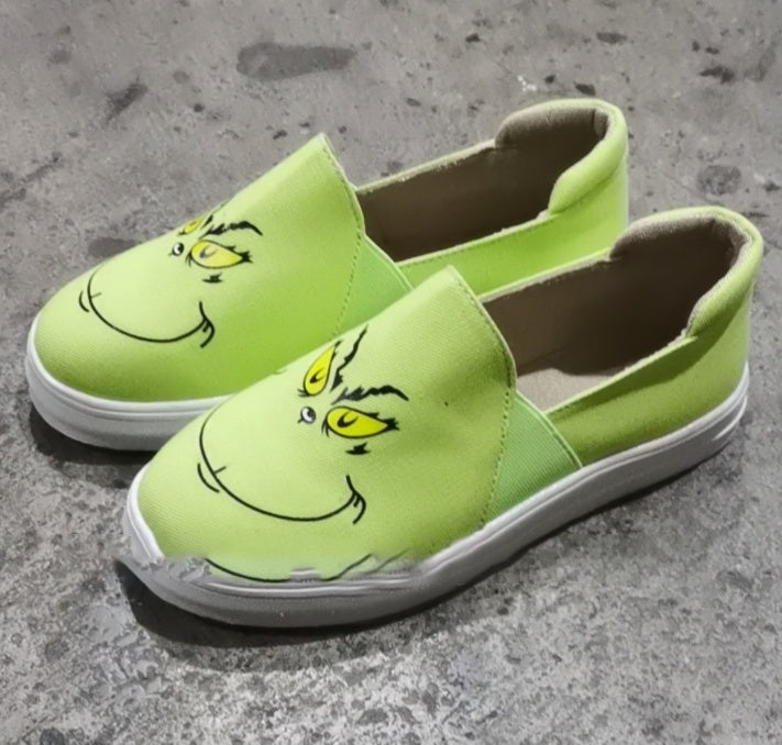 Grinch-Inspired Cartoon Canvas Shoes