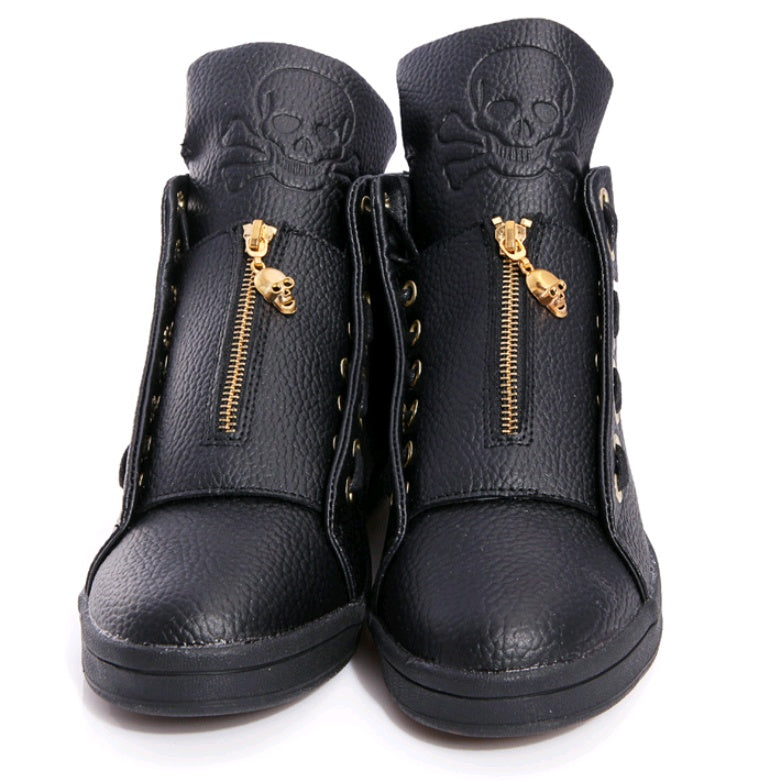 Skull Print High-Top Sports Shoes