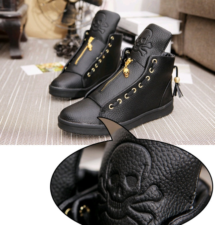 Skull Print High-Top Sports Shoes