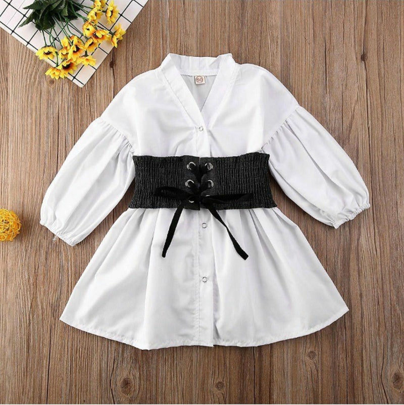 Chic & Classic White A-Line Shirt Dress