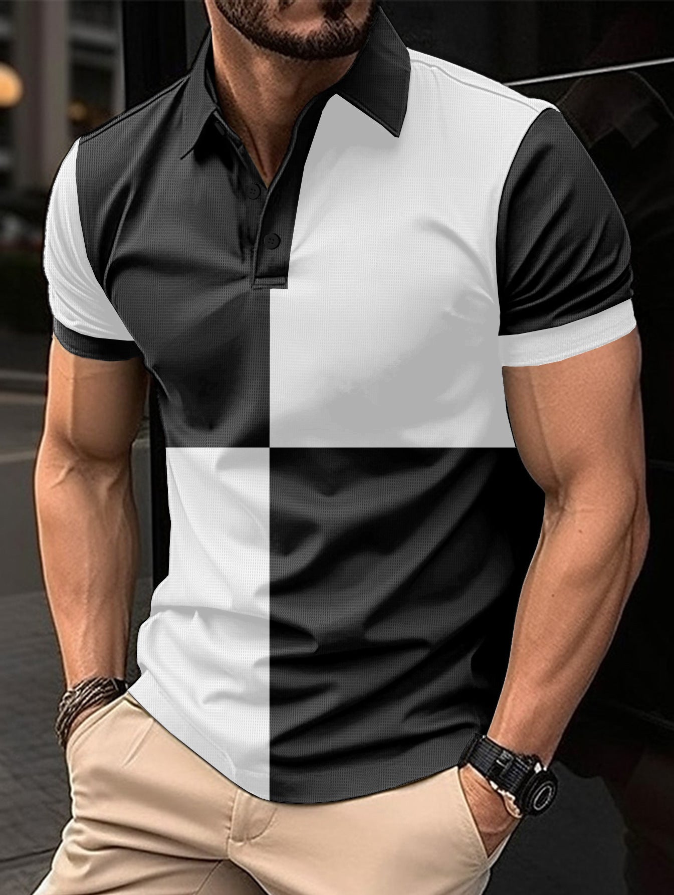 Men's Color-Blocked Polo Shirt