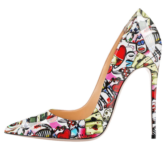 Royal Flush Art Stiletto Pumps