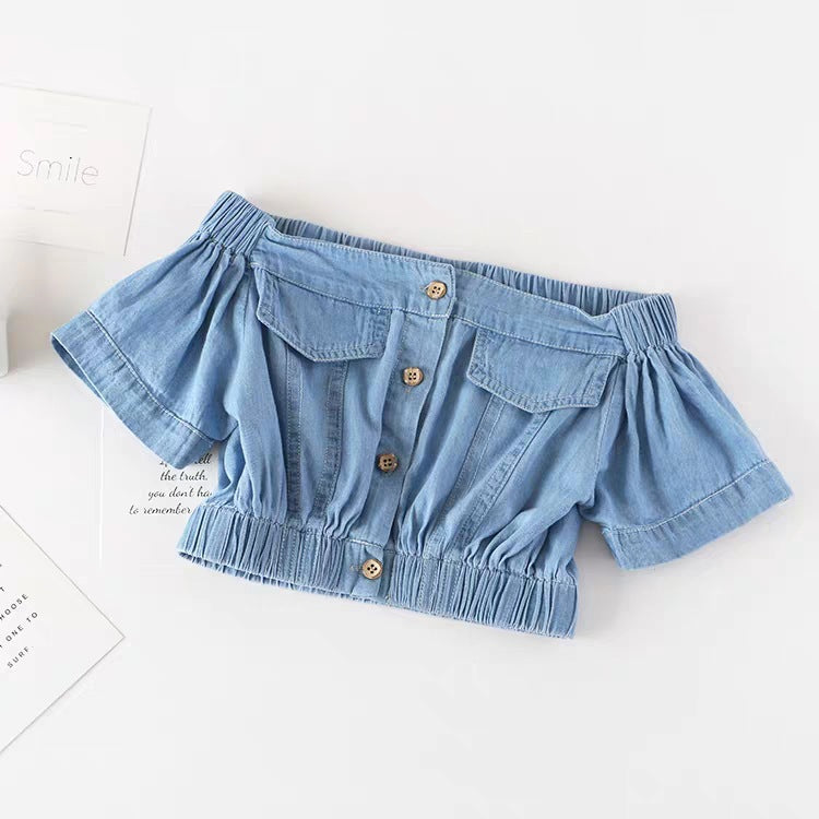 K-Style High-Waisted Denim Set