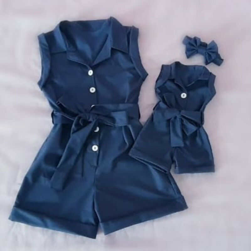 Denim Chic Sleeveless Romper for Baby Girls