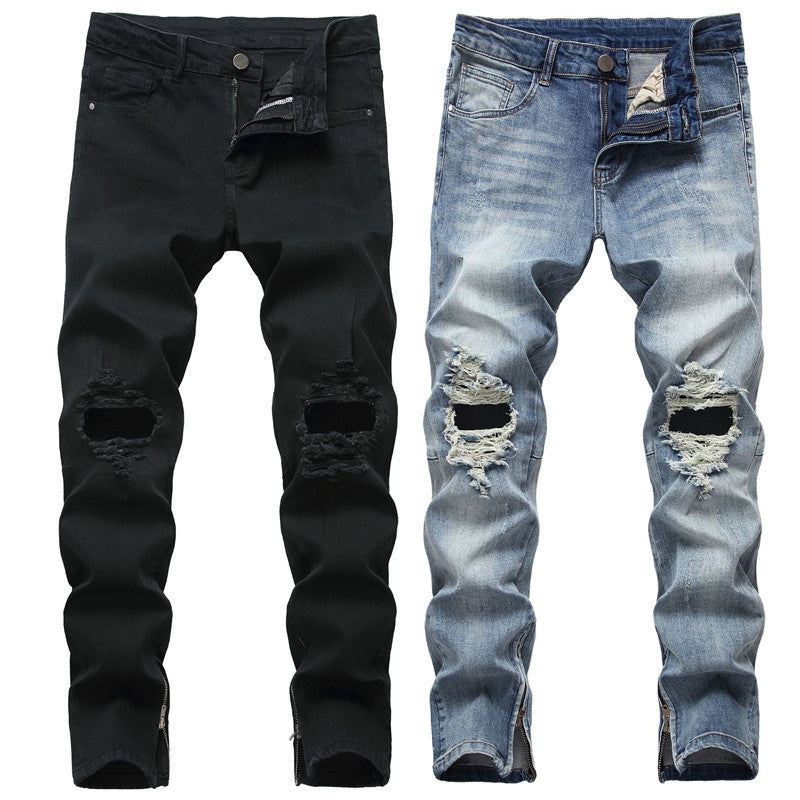 Zip It Up Ripped Denim Trousers