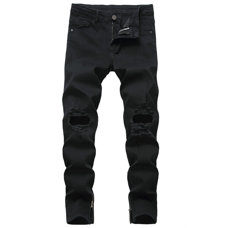 Zip It Up Ripped Denim Trousers