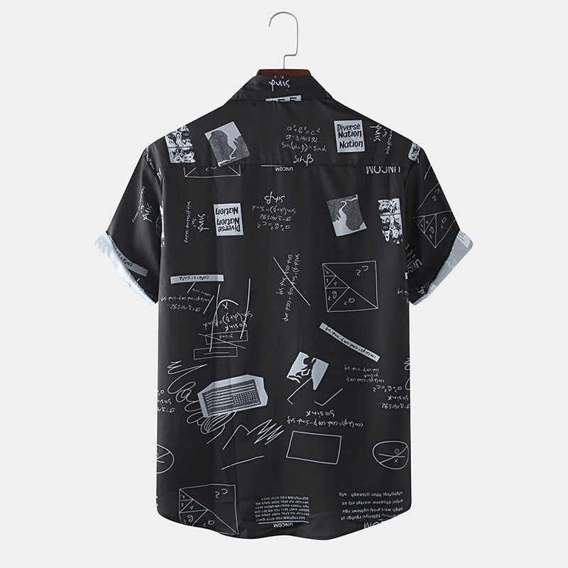 Graffiti Print Casual Lapel Shirt for Men