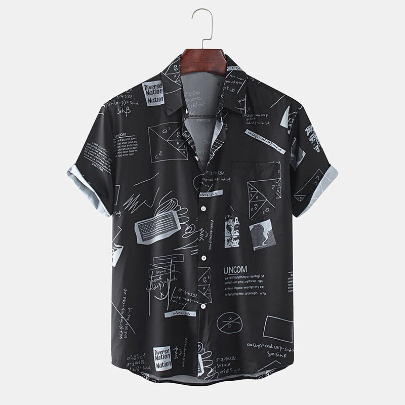 Graffiti Print Casual Lapel Shirt for Men