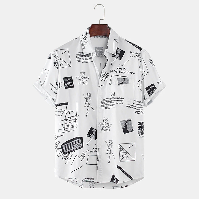 Graffiti Print Casual Lapel Shirt for Men