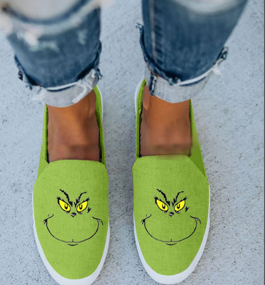 Grinch-Inspired Cartoon Canvas Shoes