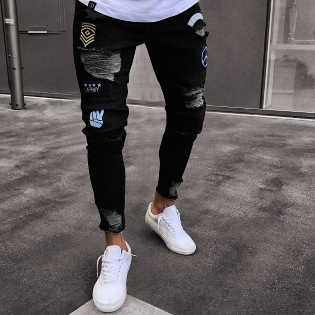 Knee-Zip Denim Trousers