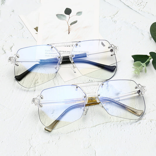 “ Blue Shield” Rimless Anti-Blue Flat Glasses Men