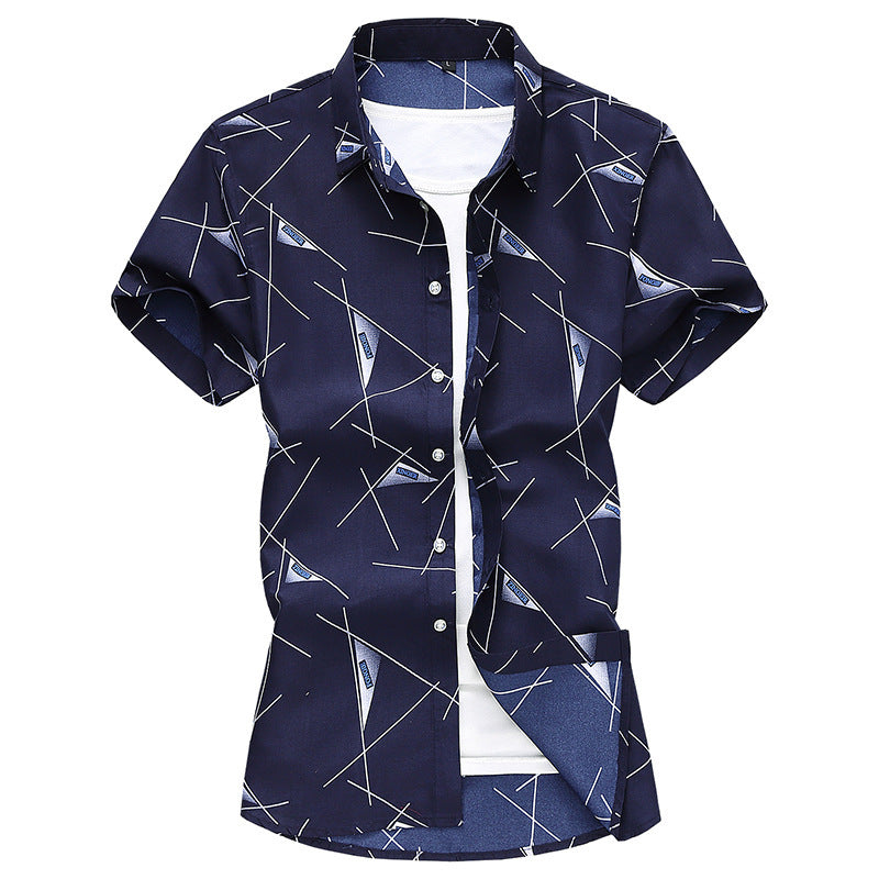 Men's Flag Print Casual Short Sleeve Shirt