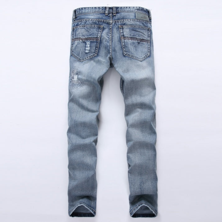 MCCKLE Light Blue Distressed Jogger Jeans