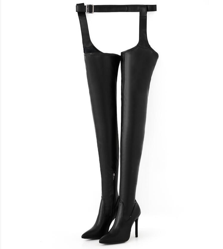 Dominatrix Thigh-High Boots with straps