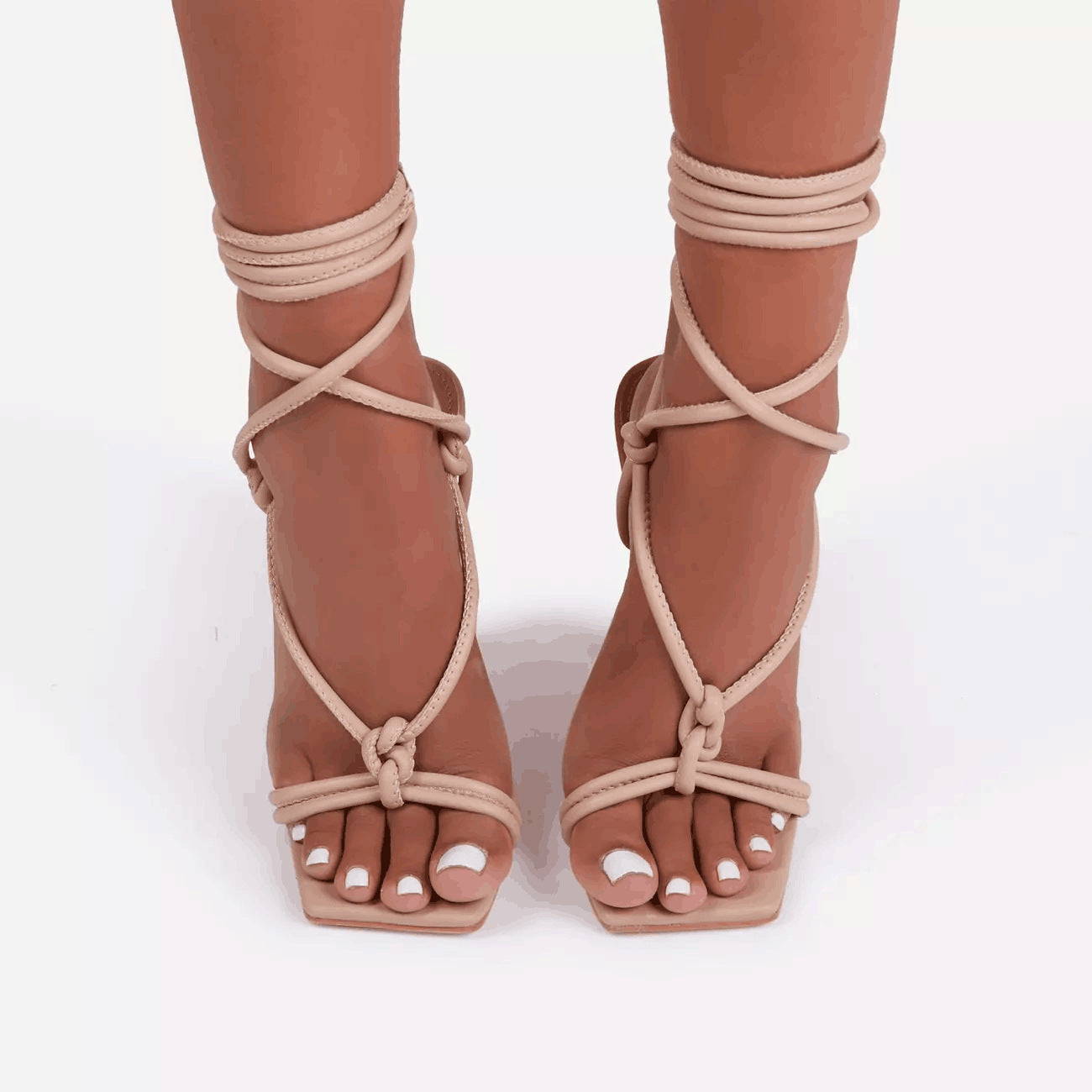 “Crisscross Couture” High Heel Sandals w/ Square Heel