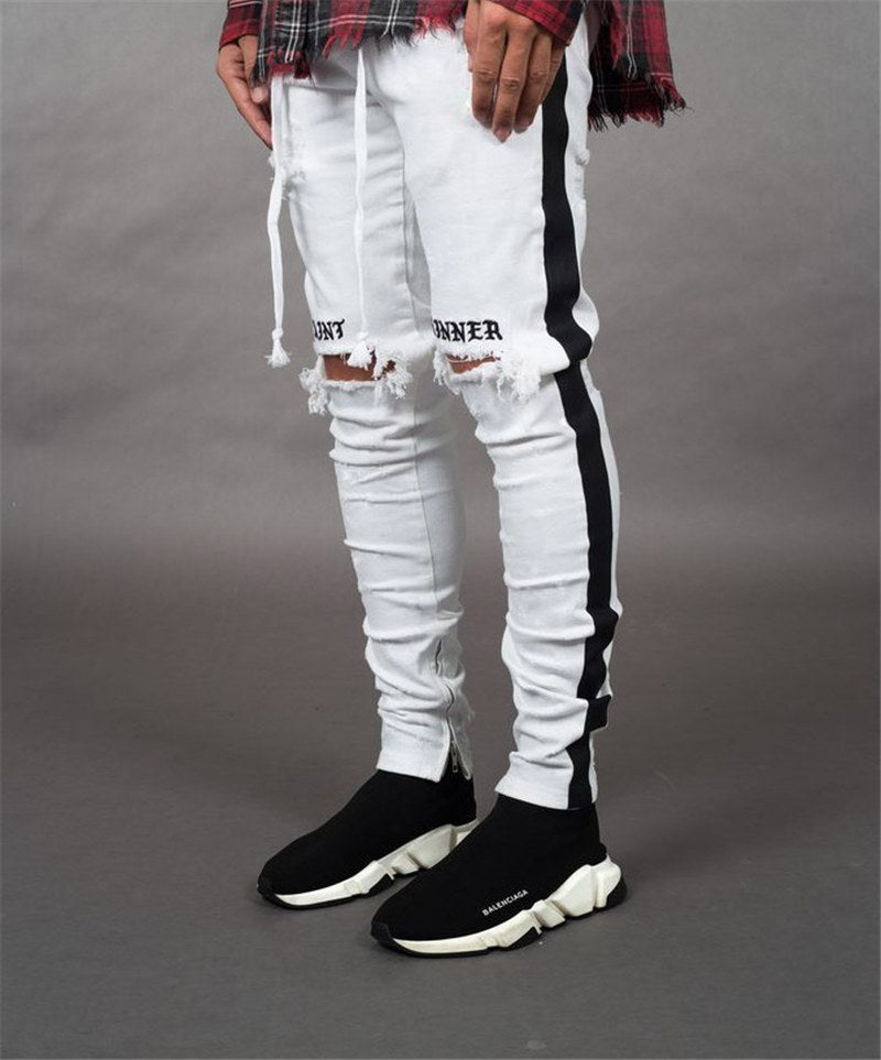 Black Ripped Denim Trousers for Men