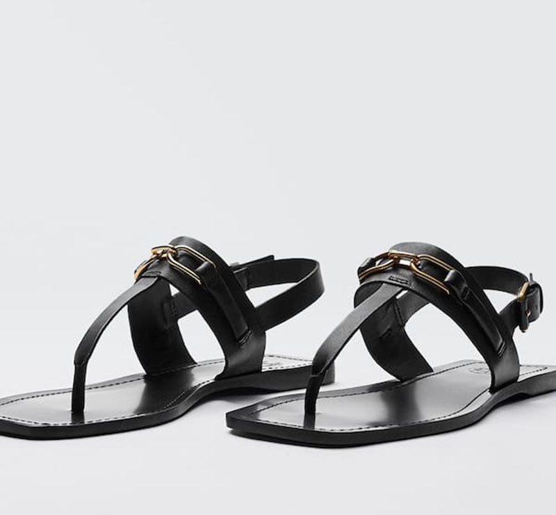 Sleek Buckle-Accent Flip-Flops