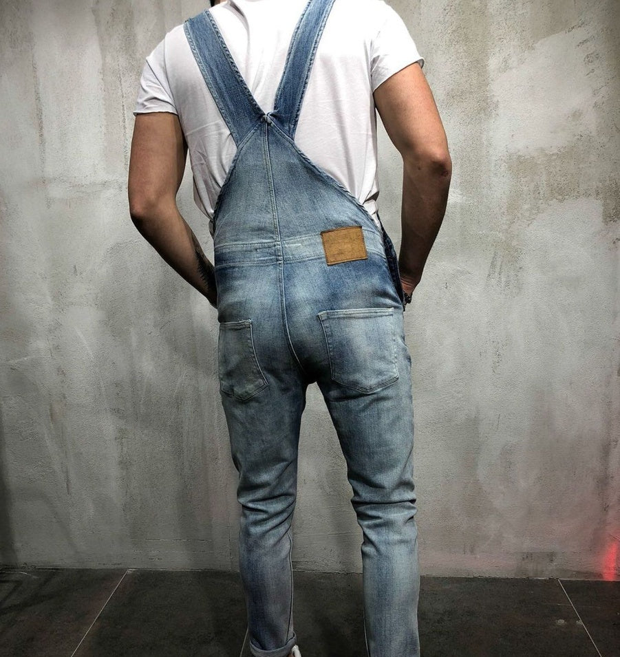 Sling Denim Romper Torn Jeans for Men