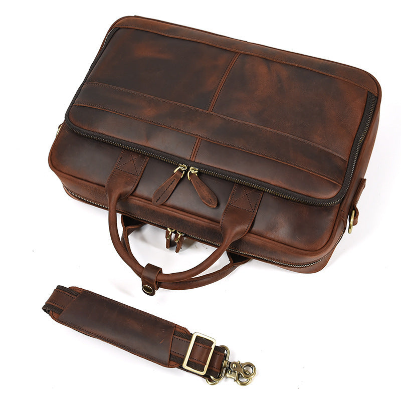 Men's First Layer Cowhide Portable Briefcase