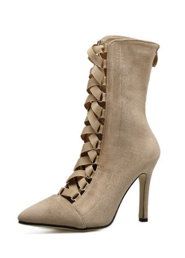 Laced Up Luxe Heels – Multi-Color Strappy High Heel Boots