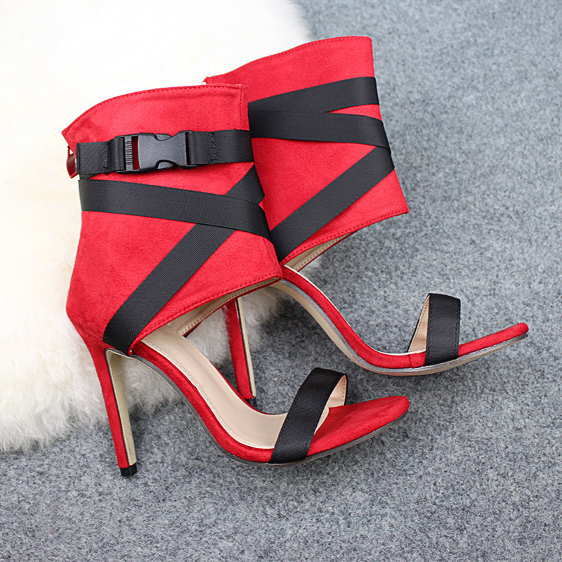 "Strapped In Style " Open Toe Stiletto Heels