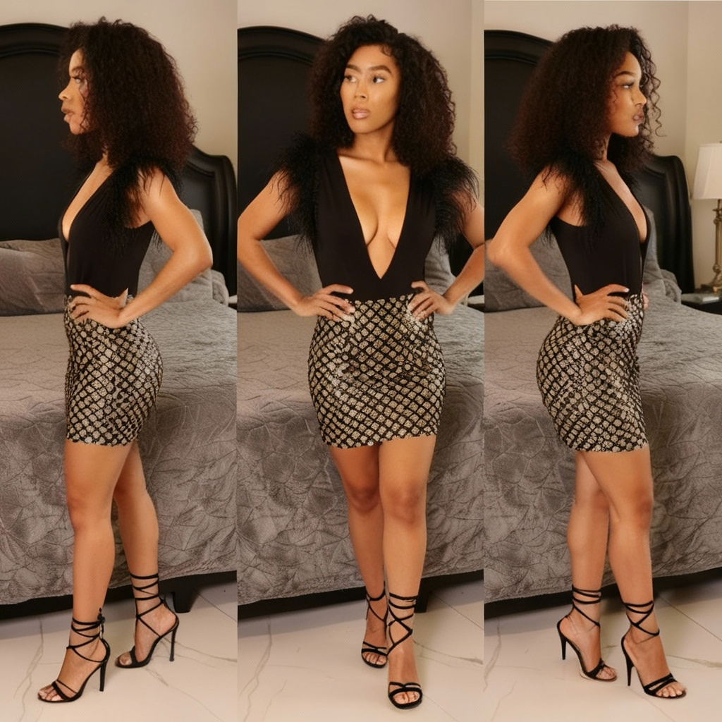 Midnight Feather Sequin Dress