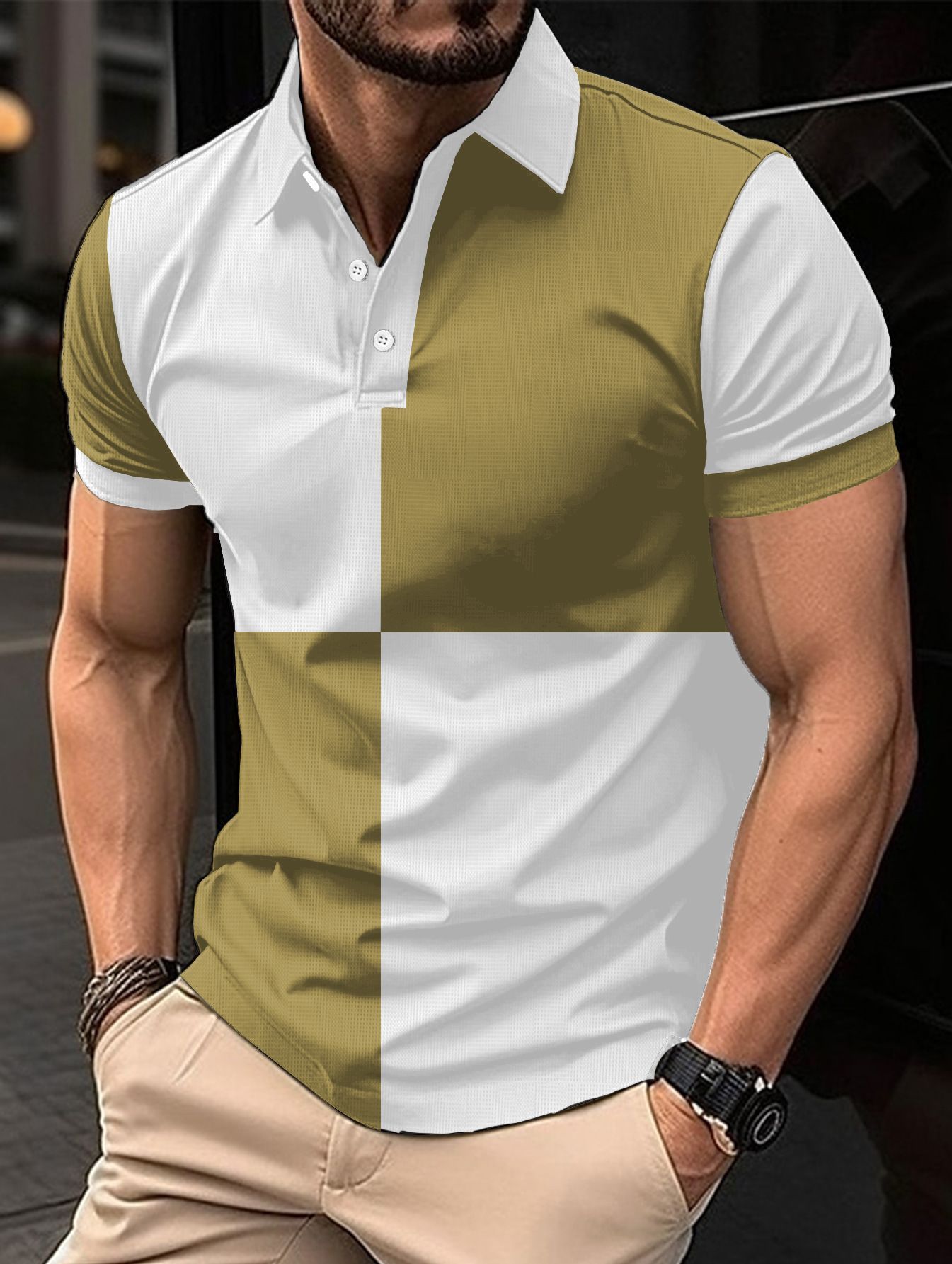 Men's Color-Blocked Polo Shirt