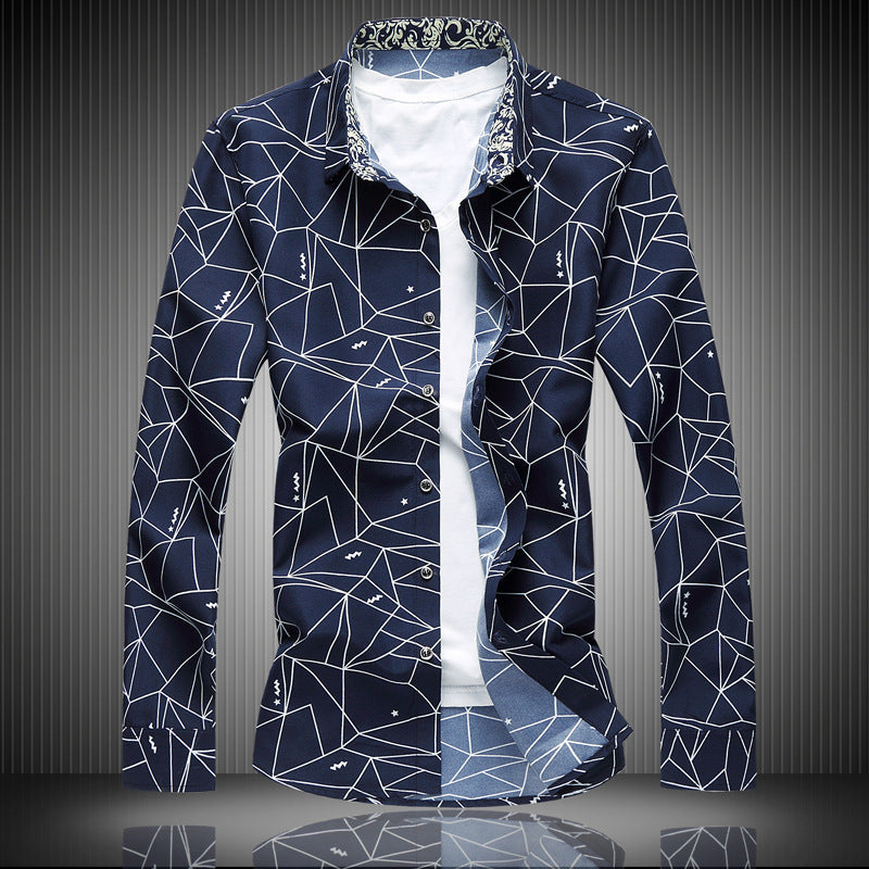 Men's Long Sleeve Casual  Printed Shirt