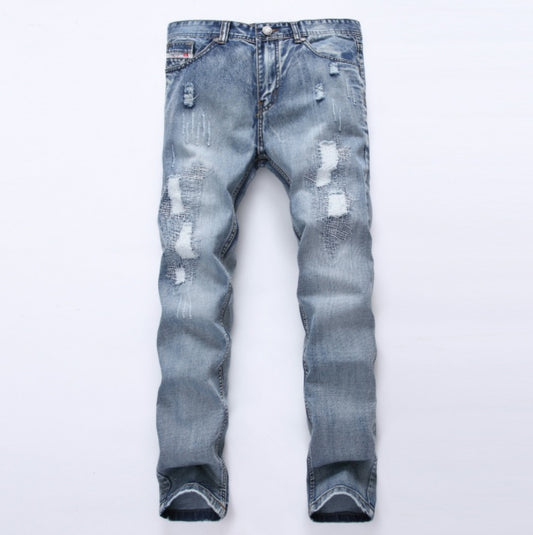 MCCKLE Light Blue Distressed Jogger Jeans