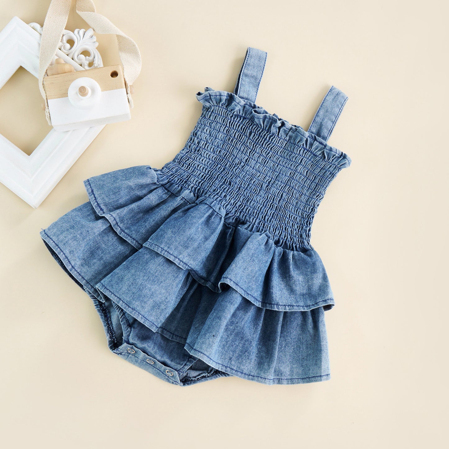 Lil’ Denim Drip Suspender Bodysuit