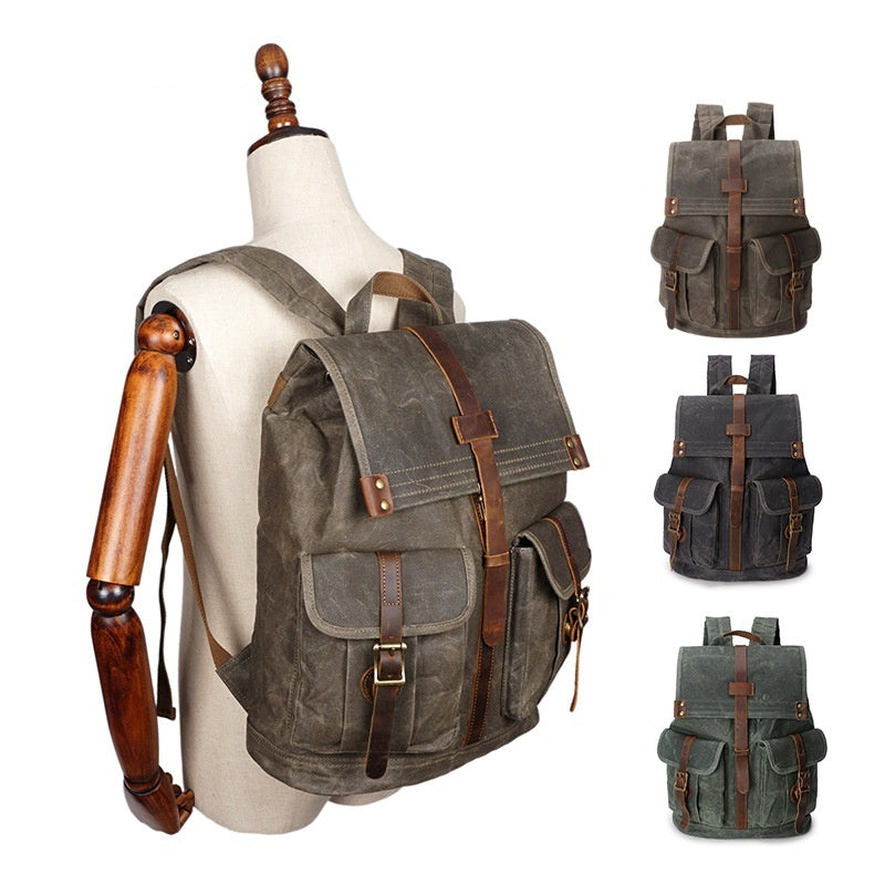 Vintage Oil Wax Canvas Travel Backpack