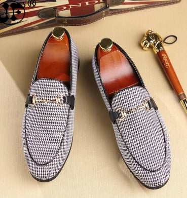Gold Buckle Black & White Loafers