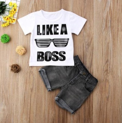 Baby Boy's "Like a Boss" Denim Set