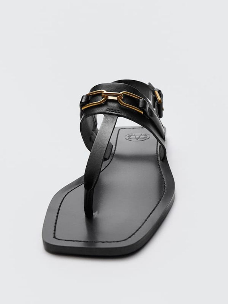 Sleek Buckle-Accent Flip-Flops