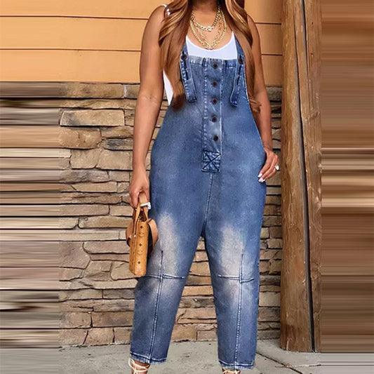 Sleek Suspender Denim Jumpsuit