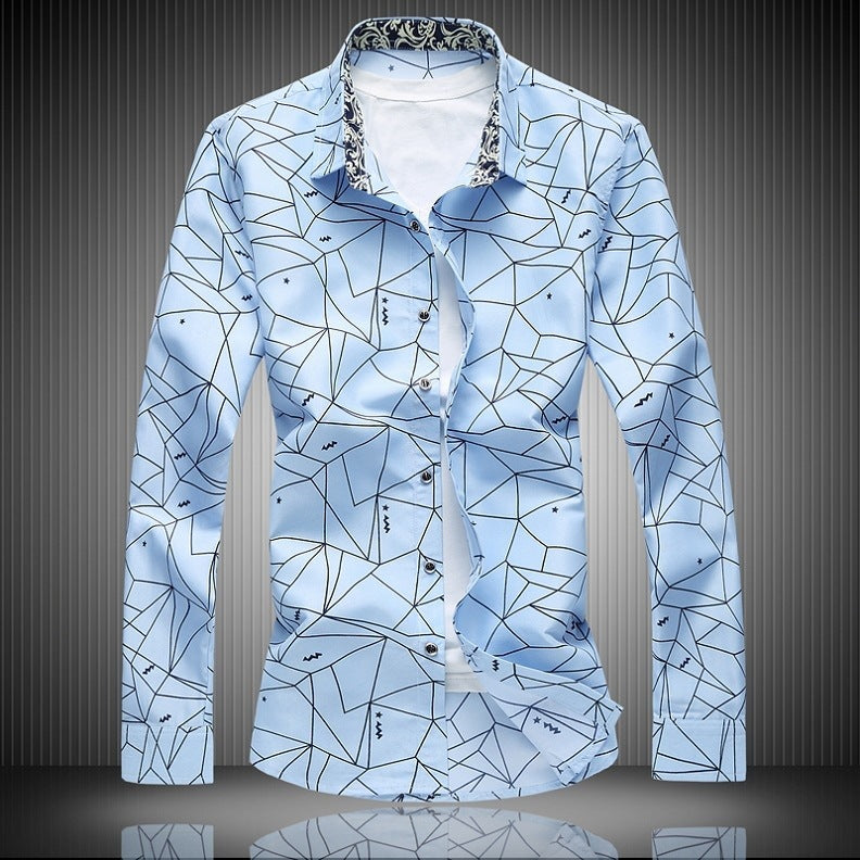 Men's Long Sleeve Casual  Printed Shirt